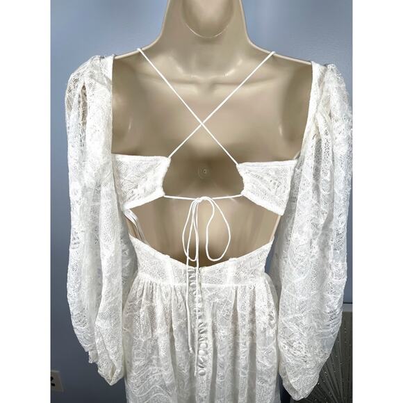 For Love & Lemons Madeline Lace Bustier Long Sleeve Maxi Gown Size XXS - Picture 9 of 12